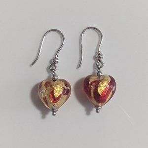 Venetian Glass Heart Earrings